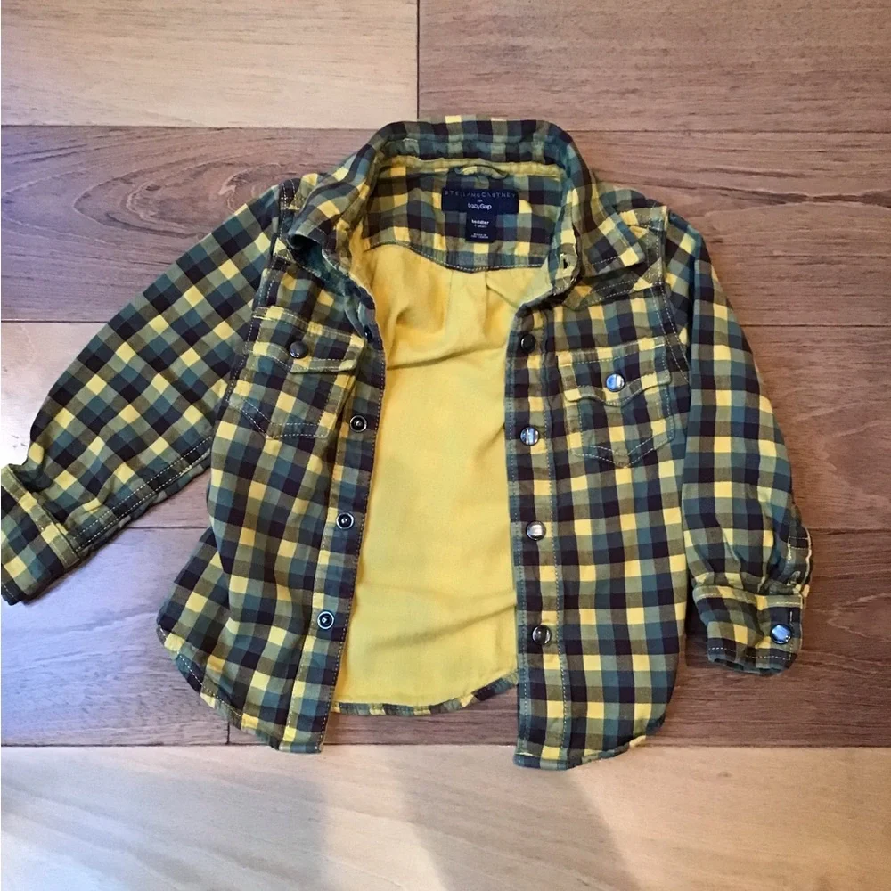 Stella McCartney Western Button Down Shirt‎ Snaps Plaid Cotton Thicker